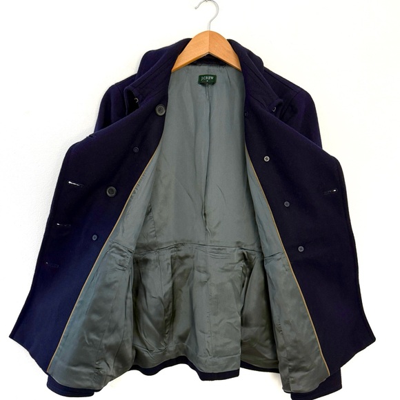 J Crew Wool Peacoat Navy Blue Gold Buttons Silky Lined Academia Double Breast 12 - Picture 6 of 13